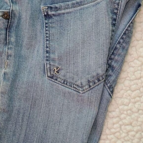 Kut from the Kloth Cameron Embroidered Logo Sz. 10 Straight Leg Blue Jeans - Picture 7 of 13